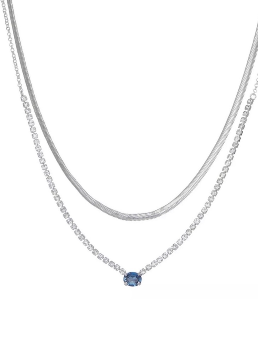 Herringbone Layered Crystal Necklace